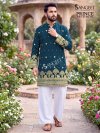 Sangeet Prince Rayon Crush Embroidery Short Mens Kurta